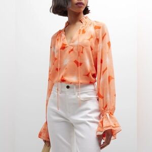 [LIKE NEW] RAMY BROOK Clarke Blouse in Peach Azalea. Size Small